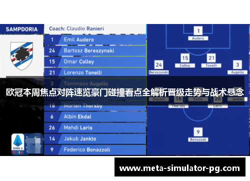 欧冠本周焦点对阵速览豪门碰撞看点全解析晋级走势与战术悬念